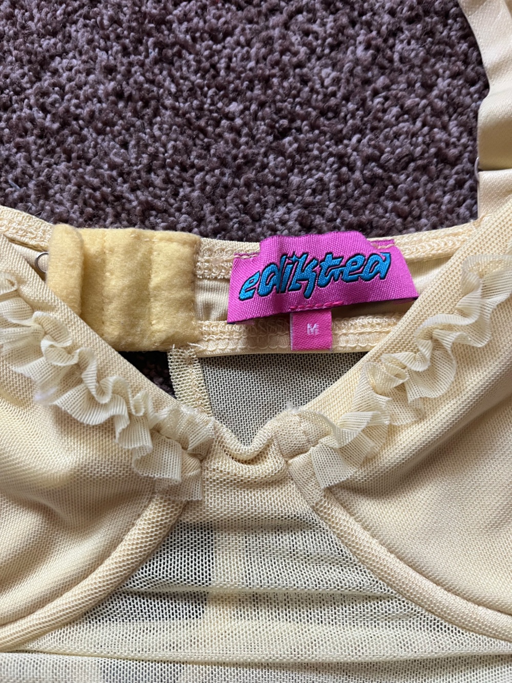 Edikted Cream Ruched-Strap Bustier Tank - Picture 3 of 3